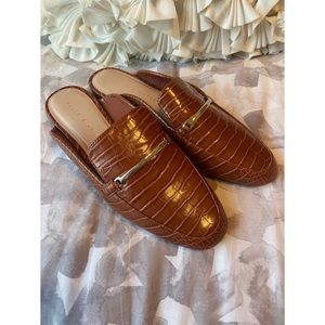 Brown Croc Leather Mules